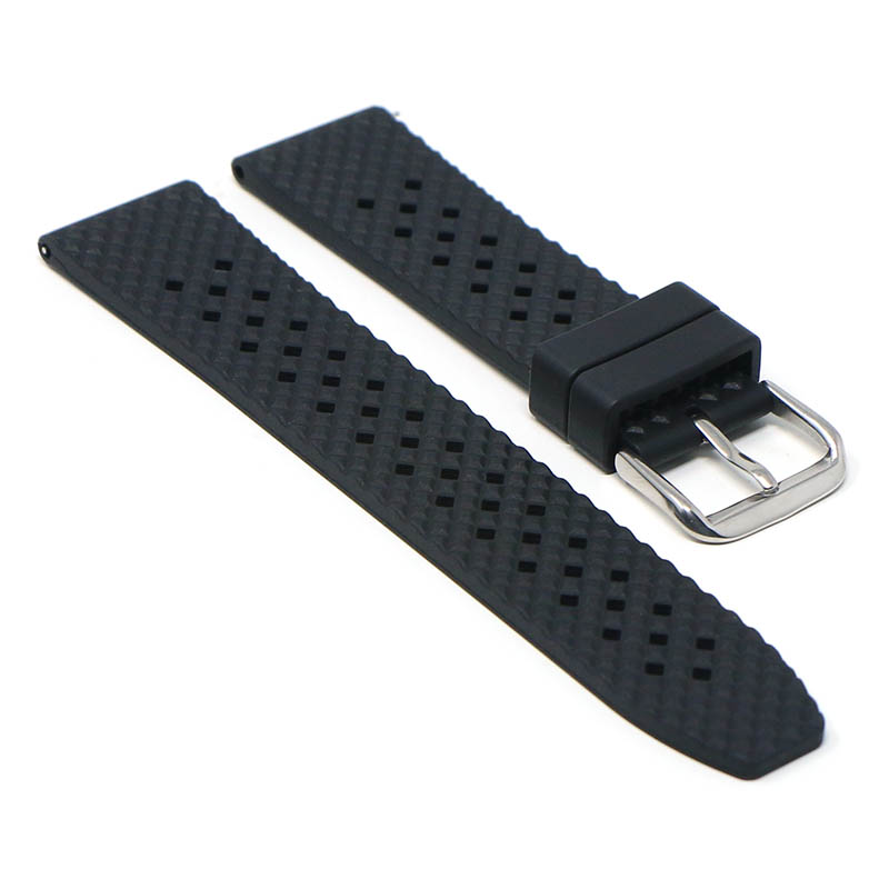 fk3.1 Angle Black DASSARI Textured FKM Rubber Watch Band 18mm 20mm 22mm 24mm Quick Release Strap