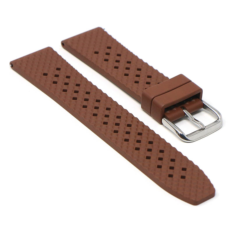 fk3.2 Angle Brown DASSARI Textured FKM Rubber Watch Band 18mm 20mm 22mm 24mm Quick Release Strap