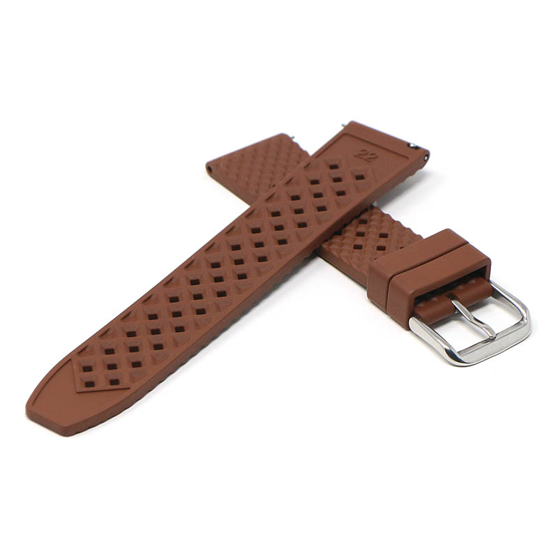 fk3.2 Cross Brown DASSARI Textured FKM Rubber Watch Band 18mm 20mm 22mm 24mm Quick Release Strap