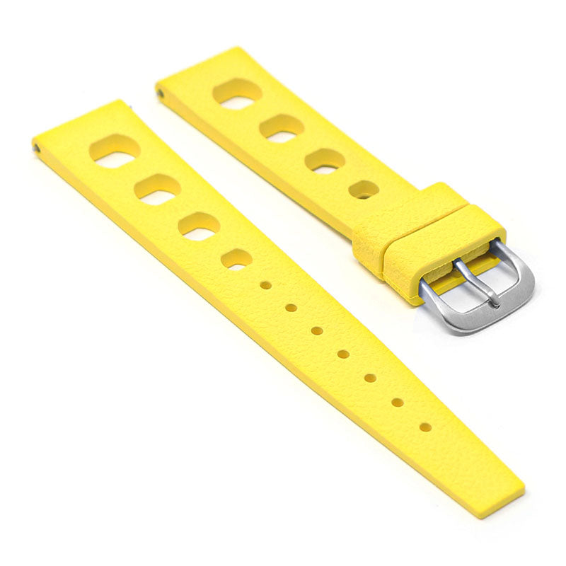 fk8.10.20 Angle StrapsCo Yellow DASSARI Vintage FKM Rubber Strap Silicone Band