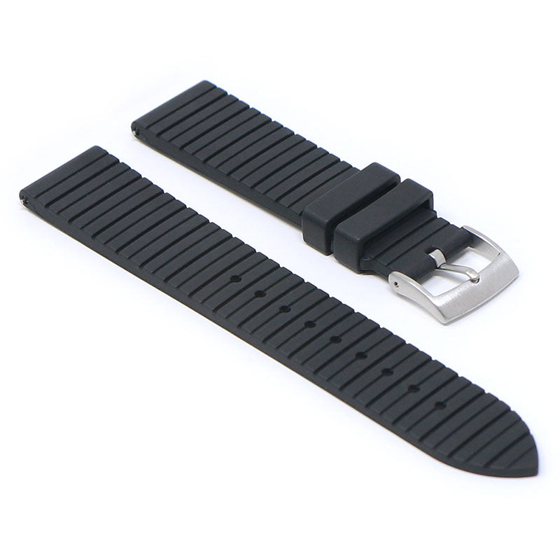 fk9.1 Angle Black StrapsCo DASSARI Groove Stripe FKM Rubber Sport Strap Watch Band