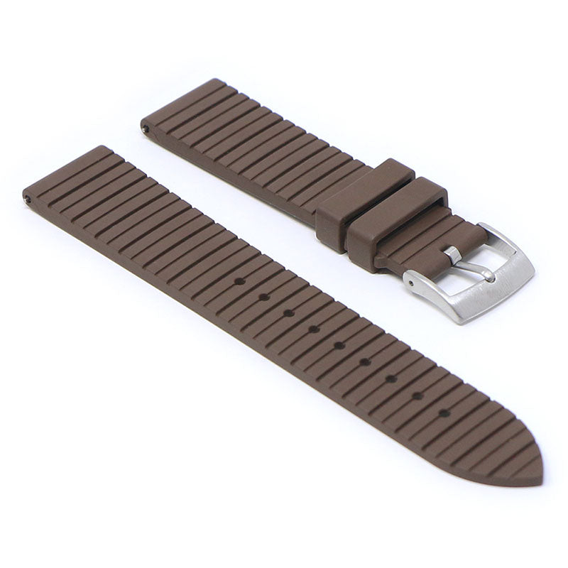 fk9.2 Angle Brown StrapsCo DASSARI Groove Stripe FKM Rubber Sport Strap Watch Band