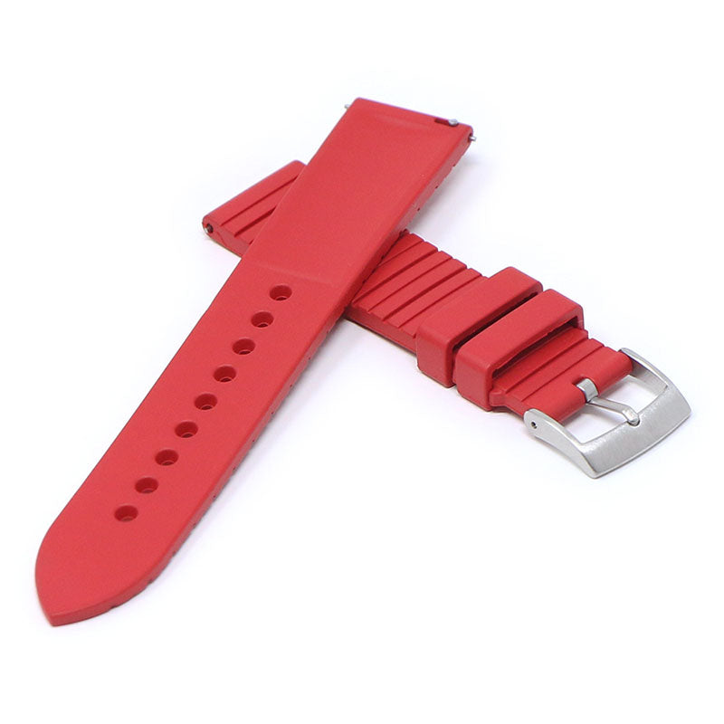 fk9.6 Cross Red StrapsCo DASSARI Groove Stripe FKM Rubber Sport Strap Watch Band