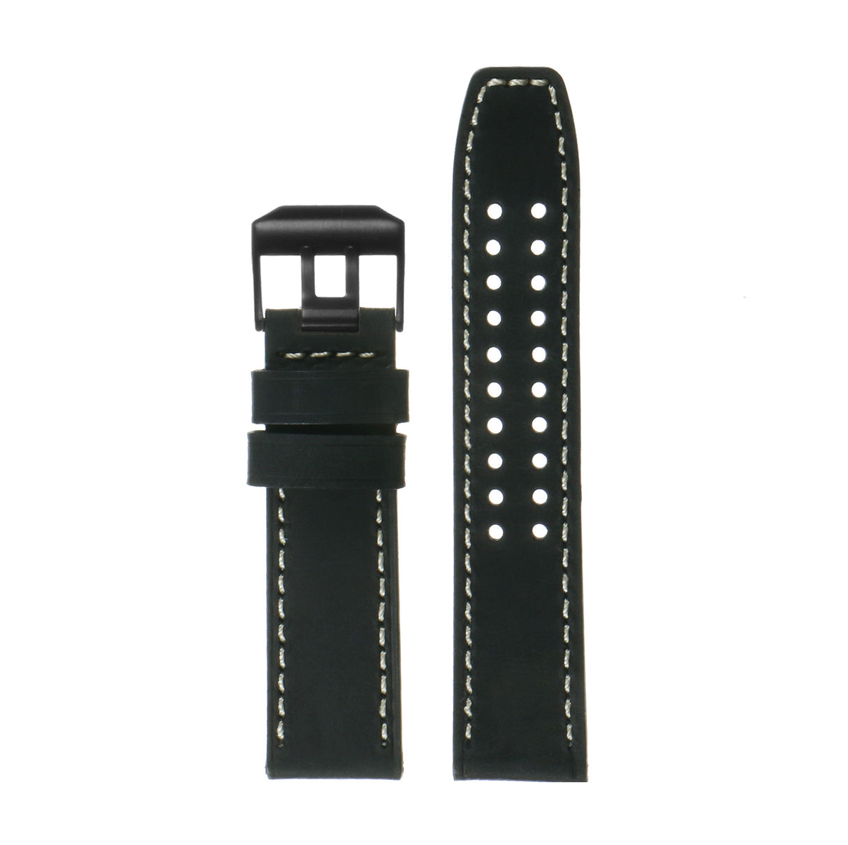 imx1.1.mb Vintage Leather Strap in Black with Matte Black Buckle 3