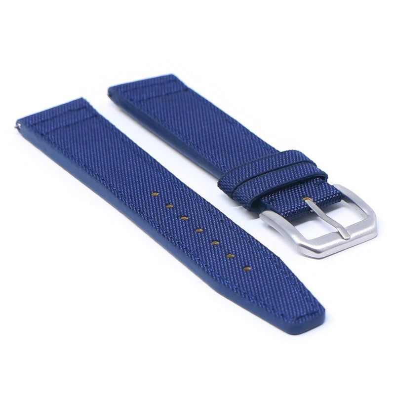 iw10.5 Angle Navy Blue DASSARI Kevlar Nylon Leather Watch Band Strap 20mm 21mm 22mm