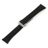 L.om1.1.ps Black (Polished Silver Buckle) Alt StrapsCo Croc Embossed Leather Watch Band Strap For Constellation 1,2,3