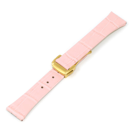 L.om1.13.yg Pink (Yellow Gold Buckle) Alt StrapsCo Croc Embossed Leather Watch Band Strap For Constellation 1,2,3