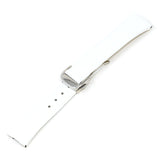 L.om1.22.ps White (Polished Silver Buckle) Alt StrapsCo Croc Embossed Leather Watch Band Strap For Constellation 1,2,3