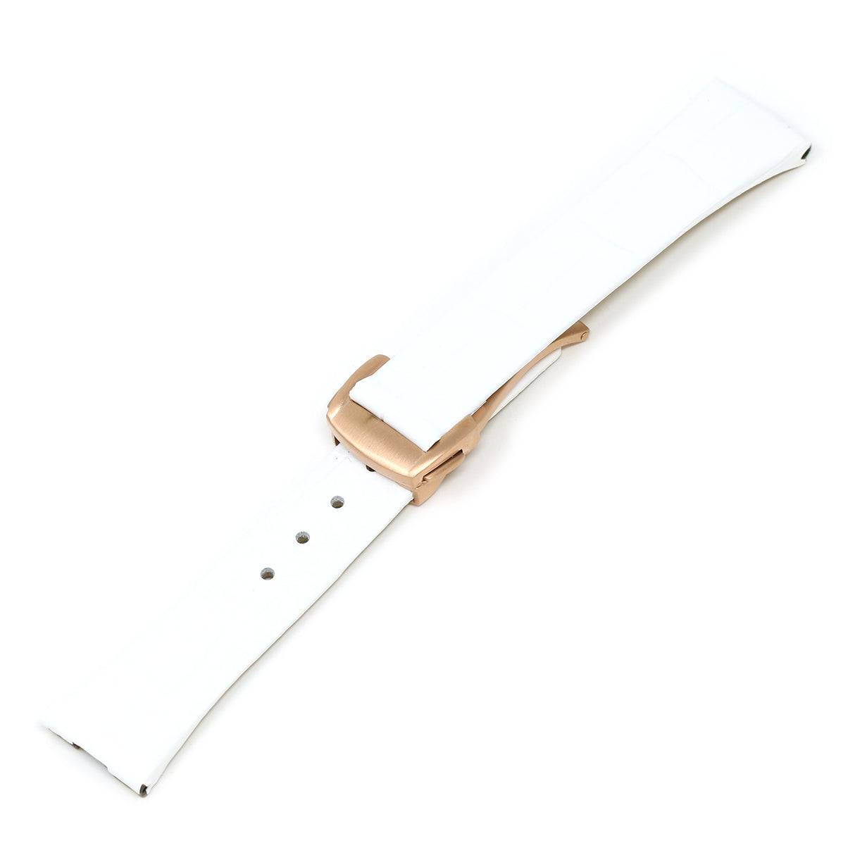 L.om1.22.rg White (Rose Gold Buckle) Alt StrapsCo Croc Embossed Leather Watch Band Strap For Constellation 1,2,3