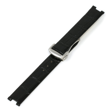 L.om2.1.bs Black (Brushed Silver Buckle) Alt StrapsCo Croc Embossed Leather Watch Band Strap For De Ville