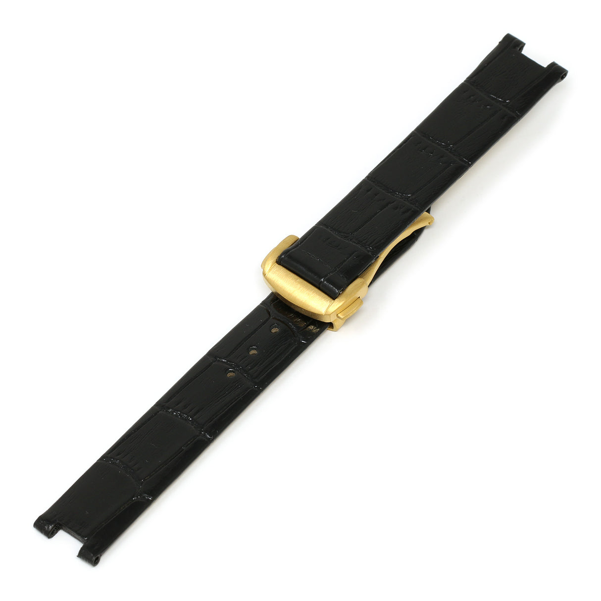 L.om2.1.yg Black (Yellow Gold Buckle) Alt StrapsCo Croc Embossed Leather Watch Band Strap For De Ville