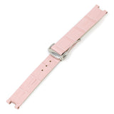 L.om2.13.ps Pink (Polished Silver Buckle) Alt StrapsCo Croc Embossed Leather Watch Band Strap For De Ville