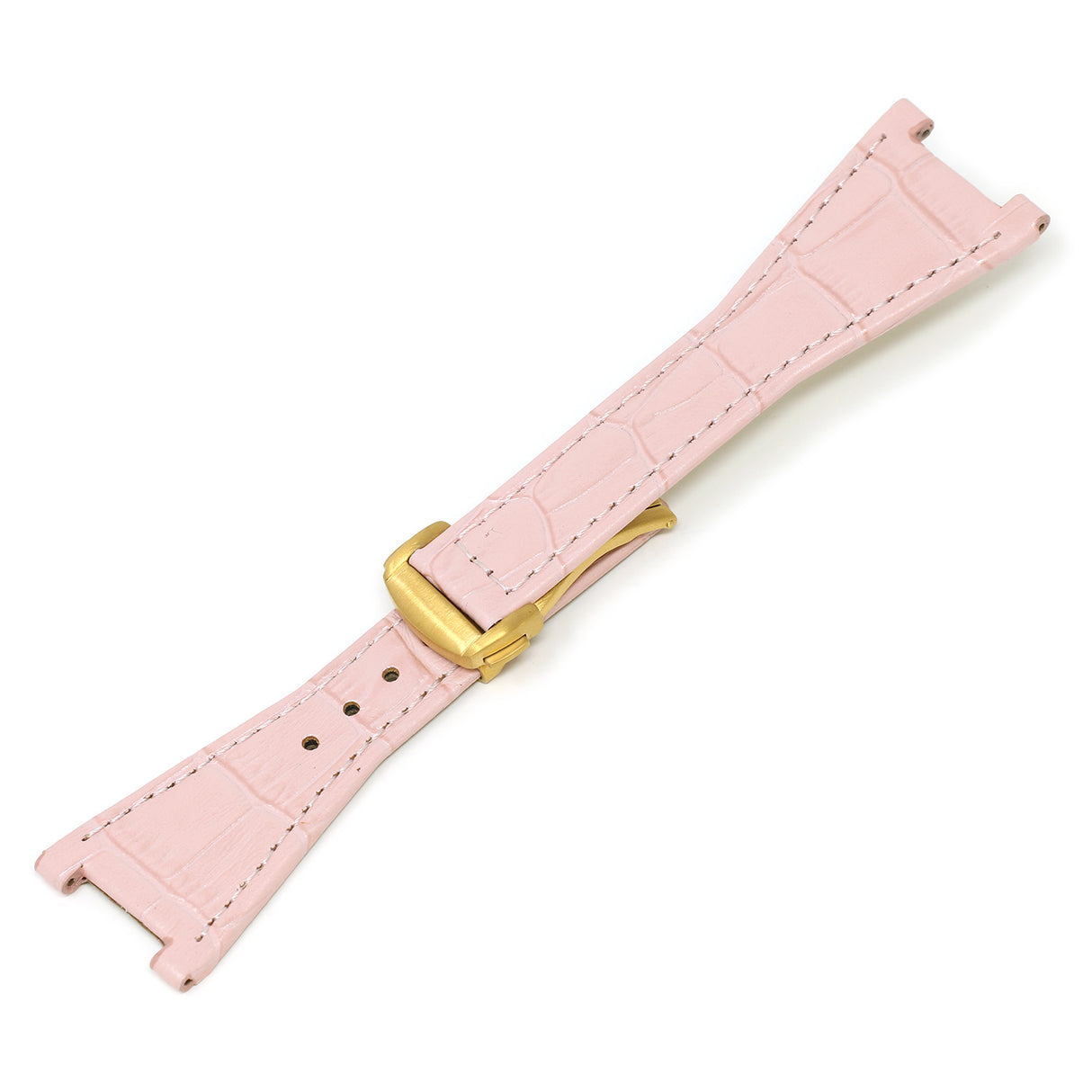 L.om3.13.yg Pink (Yellow Gold Buckle) Alt StrapsCo 28mm Croc Embossed Leather Watch Band Strap For Constellation Quadra