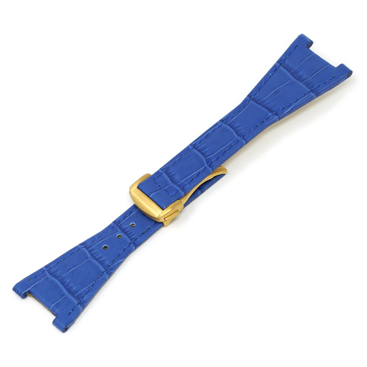 L.om3.5.yg Blue (Yellow Gold Buckle) Alt StrapsCo 28mm Croc Embossed Leather Watch Band Strap For Constellation Quadra