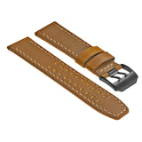 lmx1.17.mb Vintage Leather Strap in Biege with Matte Black Buckle