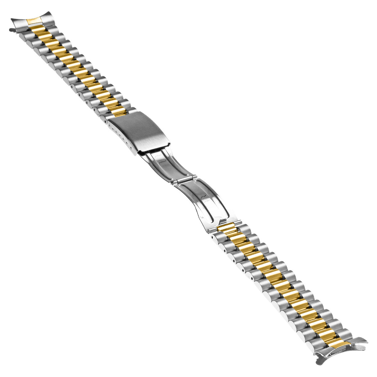 M11.2t Angle (Open) Two Tone StrapsCo President Stainless Steel Bracelet