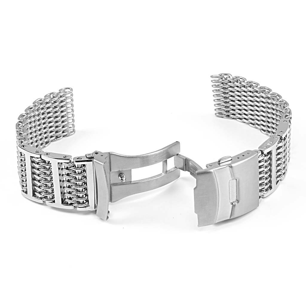 m4 H-Link Shark Mesh Strap w Polished Steel Finish