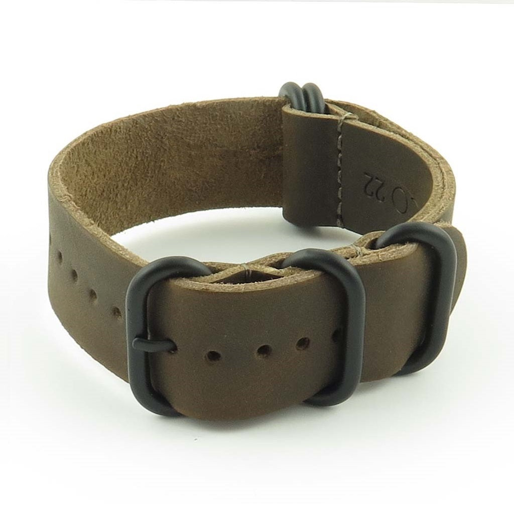 nt.2.mb Ring Leather NATO Strap in Dark Brown