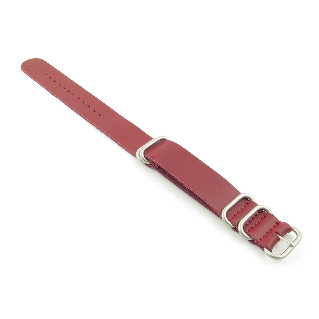 nt.6 5 Ring Leather NATO Strap in Red