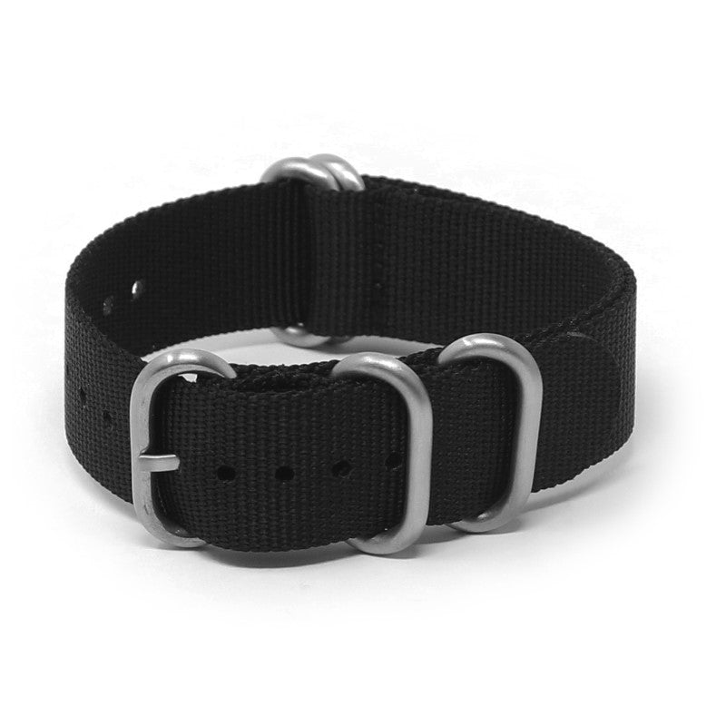 nt17.1 Round Black StrapsCo Tactical Nylon One Piece Military Watch Band Strap 20mm 22mm 24mm