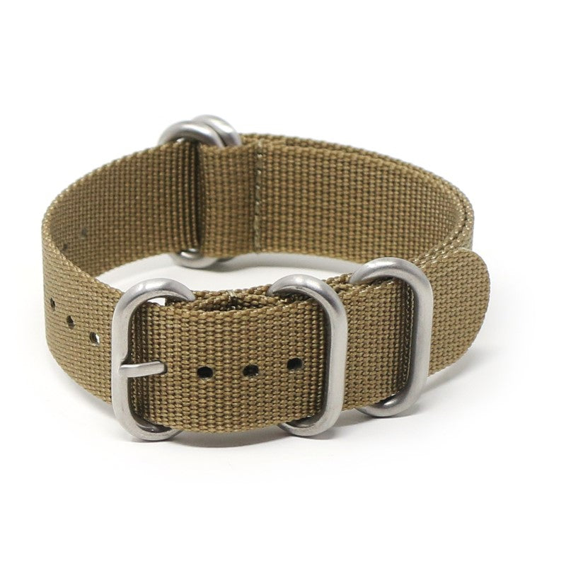 nt17.3 Round Khaki StrapsCo Tactical Nylon One Piece Military Watch Band Strap 20mm 22mm 24mm