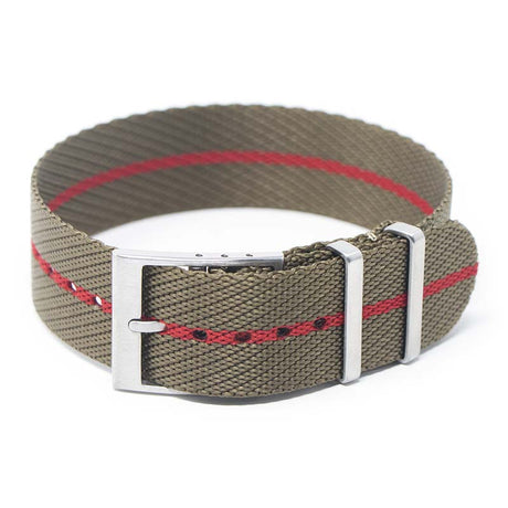 nt5.11.6 Main Army Green Red StrapsCo Twill Weaved Nylon NATO Watch Band Strap 20mm 22mm