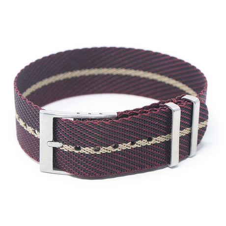 nt5.4.17 Main Burgundy Khaki StrapsCo Twill Weaved Nylon NATO Watch Band Strap 20mm 22mm