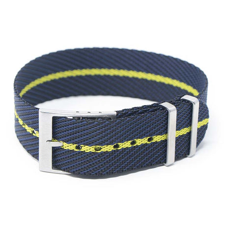 nt5.5.10 Main Midnight Blue Yellow StrapsCo Twill Weaved Nylon NATO Watch Band Strap 20mm 22mm