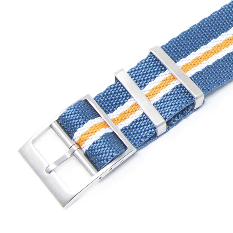 nt5.5.22.12 Alt Blue White Orange StrapsCo Twill Weaved Nylon NATO Watch Band Strap 20mm 22mm