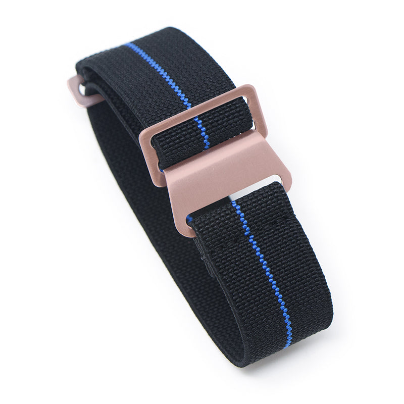 nt6.1.5 Gallery Black & Blue Rose Gold StrapsCo Elastic Nylon NATO Watch Band Strap 20mm 22mm