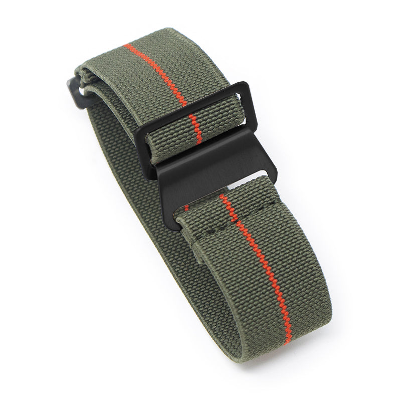 nt6.11.12 Main Army Green & Orange Matte Black StrapsCo Elastic Nylon NATO Watch Band Strap 20mm 22mm