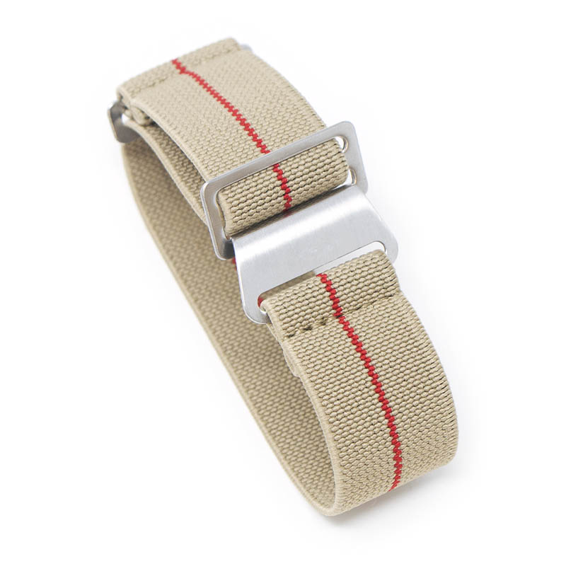 nt6.17.6 Main Khaki Red StrapsCo Elastic Nylon NATO Watch Band Strap 20mm 22mm