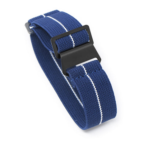 nt6.5.22 Main Blue & White Matte Black StrapsCo Elastic Nylon NATO Watch Band Strap 20mm 22mm