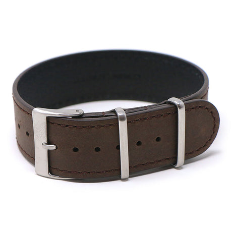 nt7.2 Round StrapsCo Dark Brown DASSARI Vintage Leather Single Pass NATO Strap