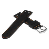 Pu10.1.12 Silicone Strap With Rivets In Black W Orange Stitching 2