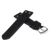 Pu10.1.5 Silicone Strap With Rivits In Black W Blue Stitching 2