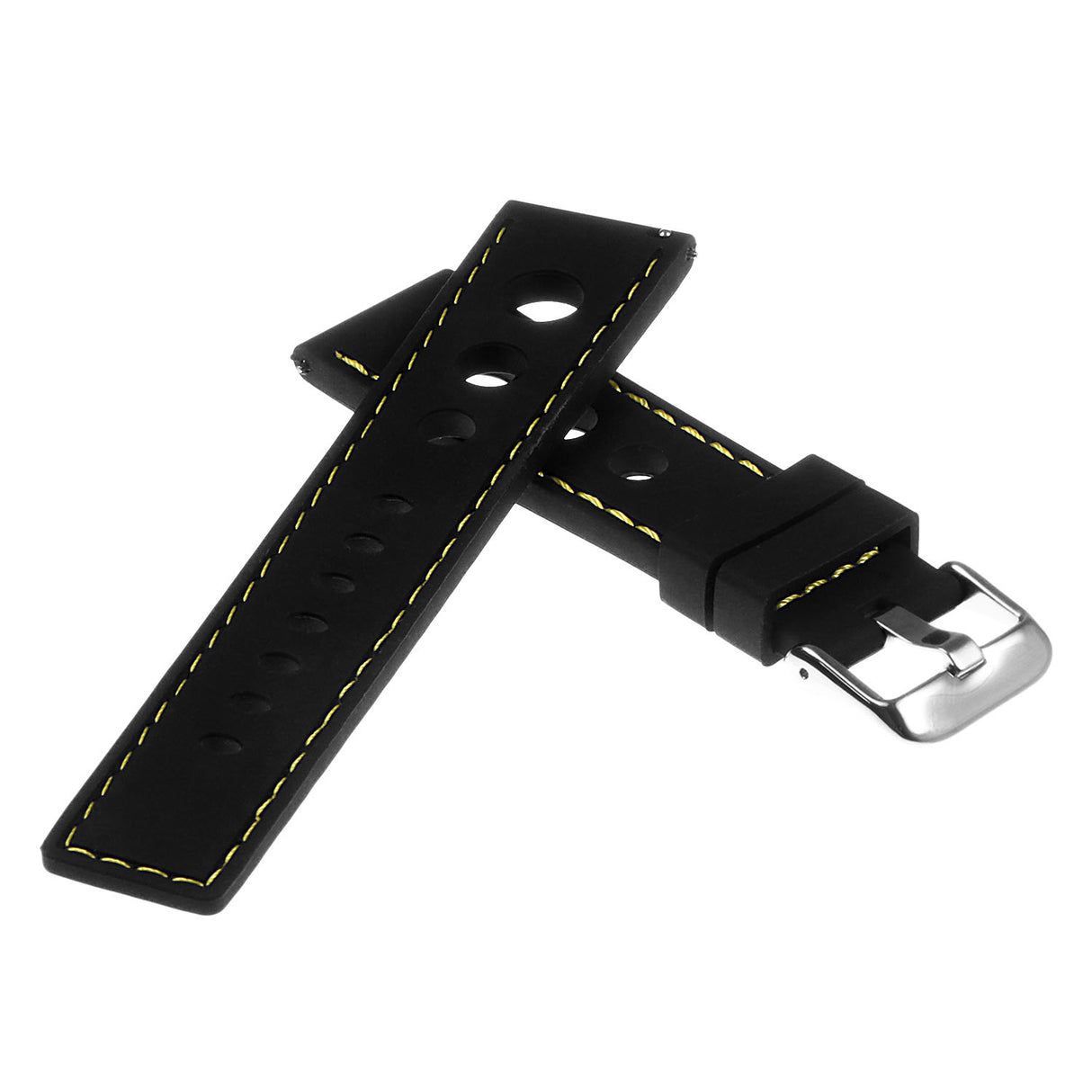 Pu11.1.10 Silicone Rally Strap In Black W Yellow Stitching 2