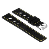 Pu11.1.10 Silicone Rally Strap In Black W Yellow Stitching