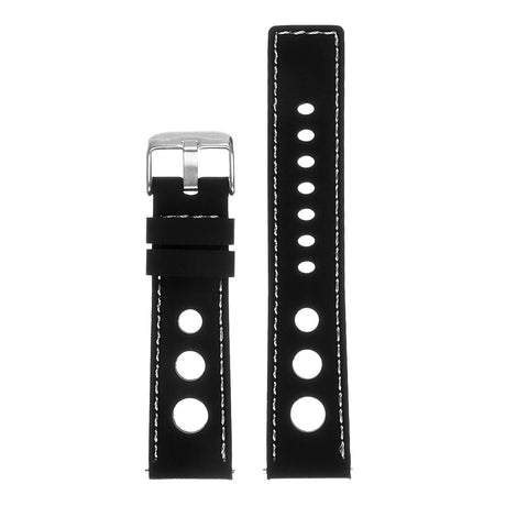 Pu11.1.22 Silicone Rally Strap In Black W White Stitching 3