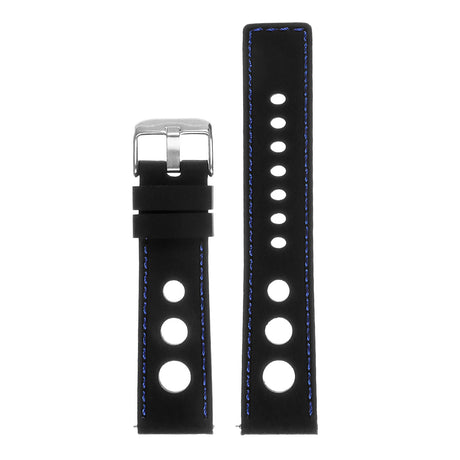 Pu11.1.5 Silicone Rally Strap In Black W Blue Stitching 3