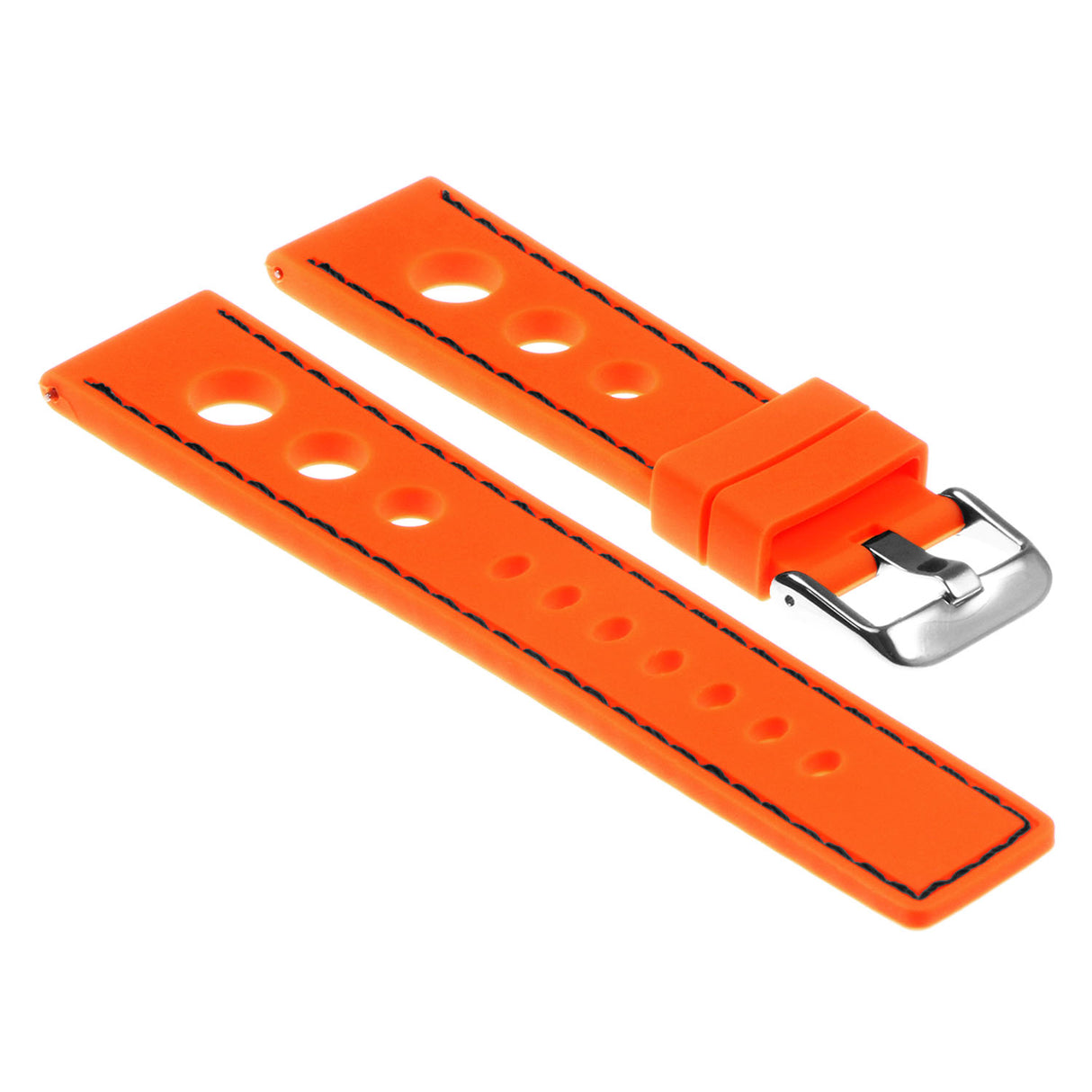 Pu11.12.1 Silicone Rally Strap In Orange W Black Stitching