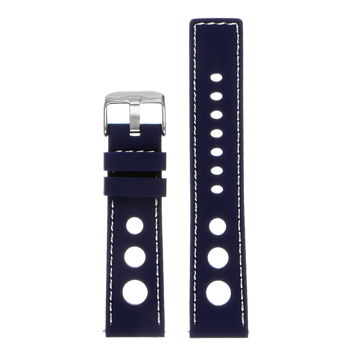 Pu11.5.22 Silicone Rally Strap In Blue W White Stitching 3