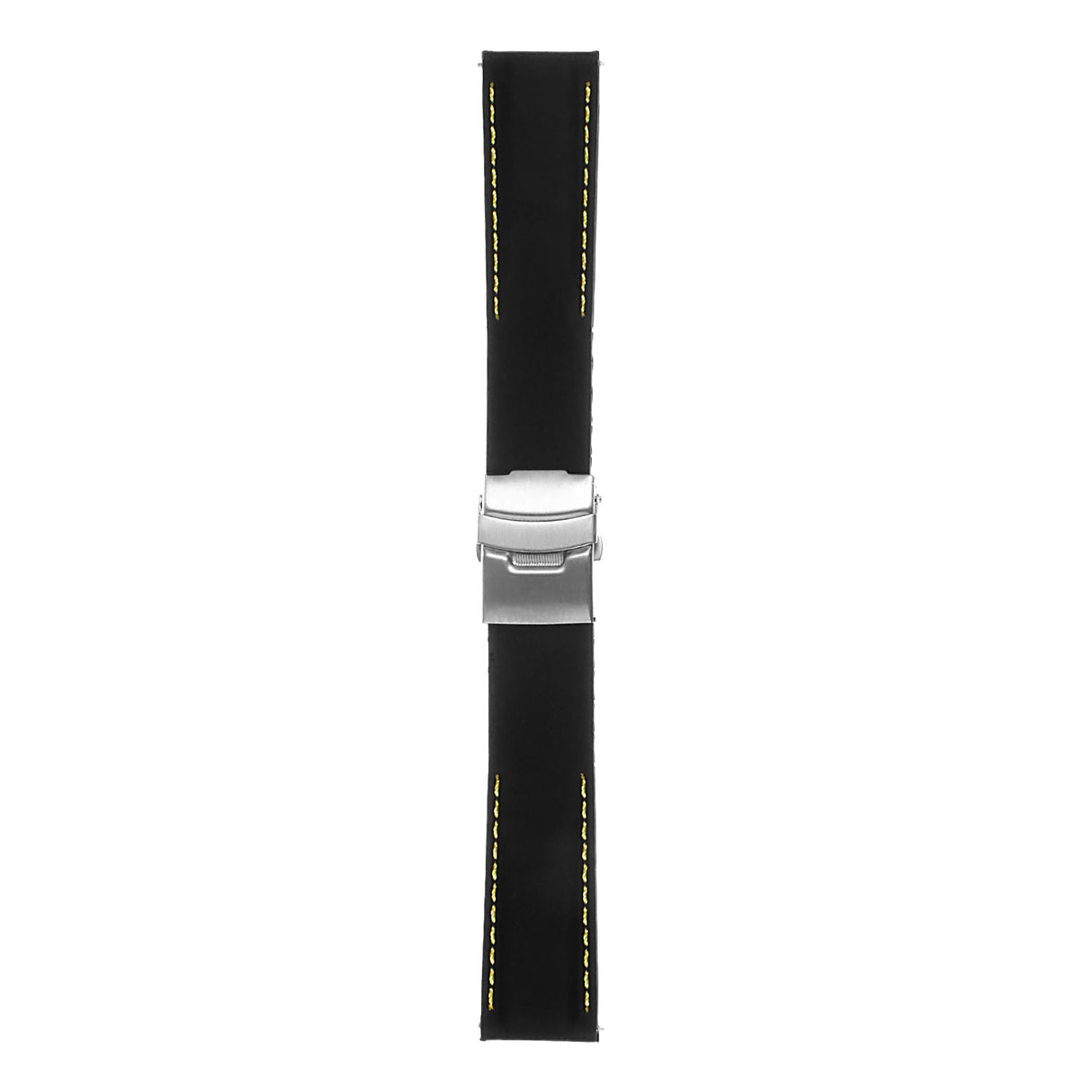 Pu12.1.10 Silcone Rubber Strap In Black W Yellow Stitching 3