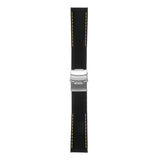 Pu12.1.10 Silcone Rubber Strap In Black W Yellow Stitching 3