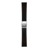 Pu12.1.12 Silcone Rubber Strap In Black W Orange Stitching 3