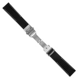 Pu12.1.22 Silcone Rubber Strap In Black W White Stitching 2