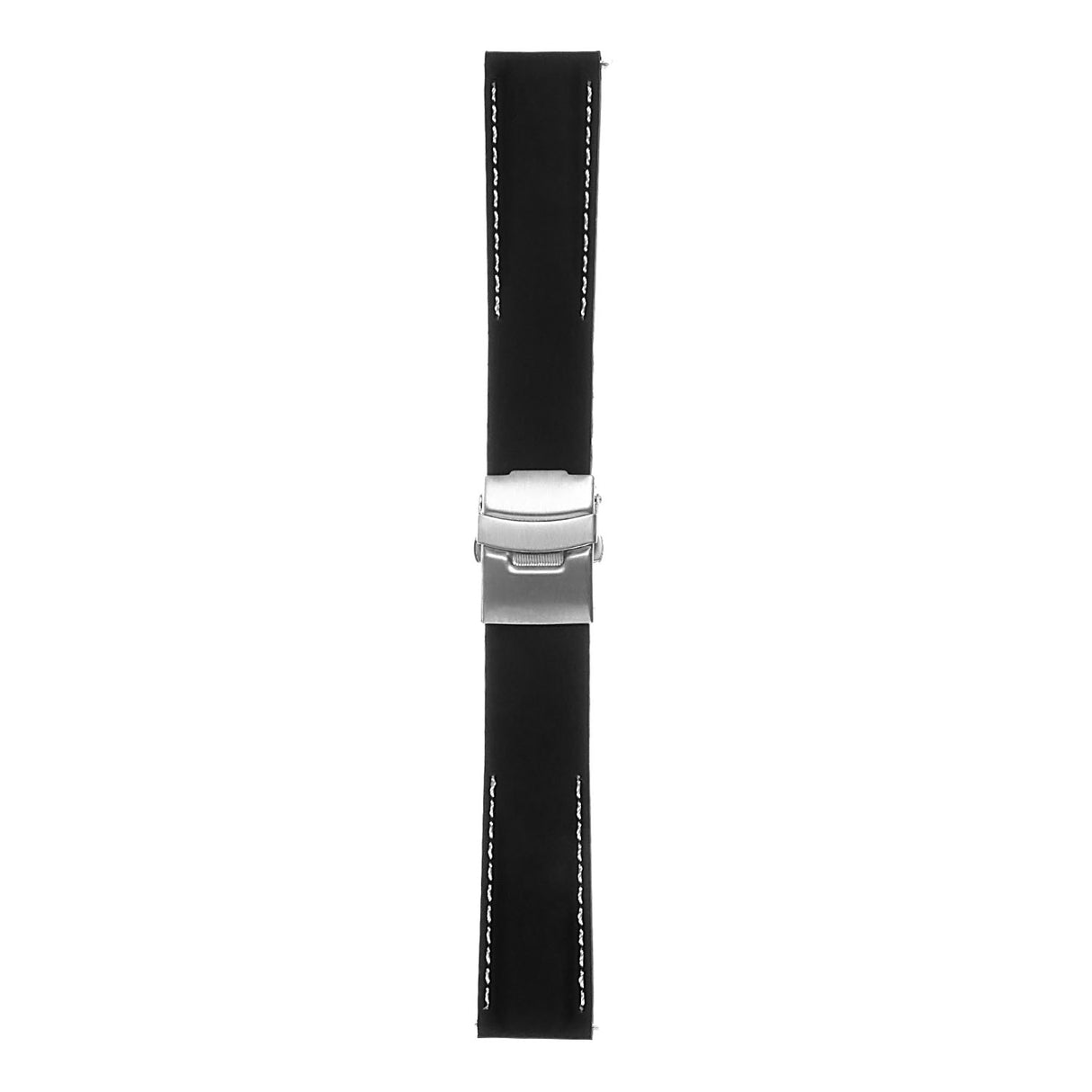 Pu12.1.22 Silcone Rubber Strap In Black W White Stitching 3