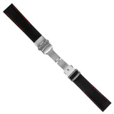 Pu12.1.6 Silcone Rubber Strap In Black W Red Stitching 2