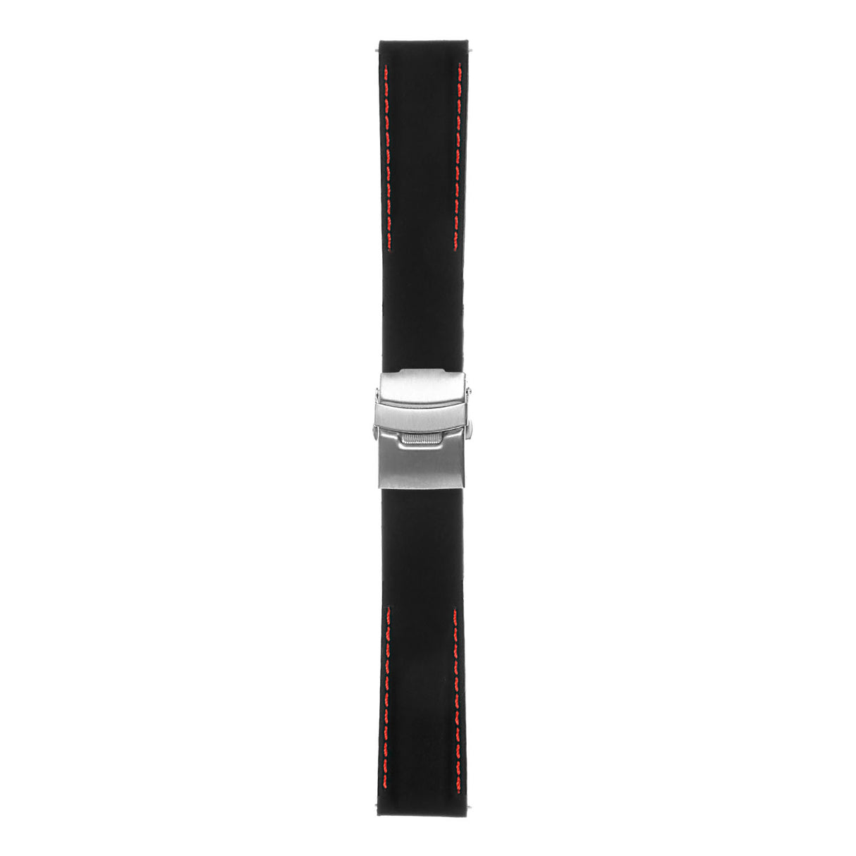 Pu12.1.6 Silcone Rubber Strap In Black W Red Stitching 3