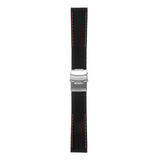 Pu12.1.6 Silcone Rubber Strap In Black W Red Stitching 3